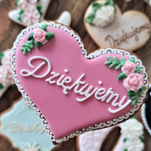"Dziękujemy" serce z różyczkami